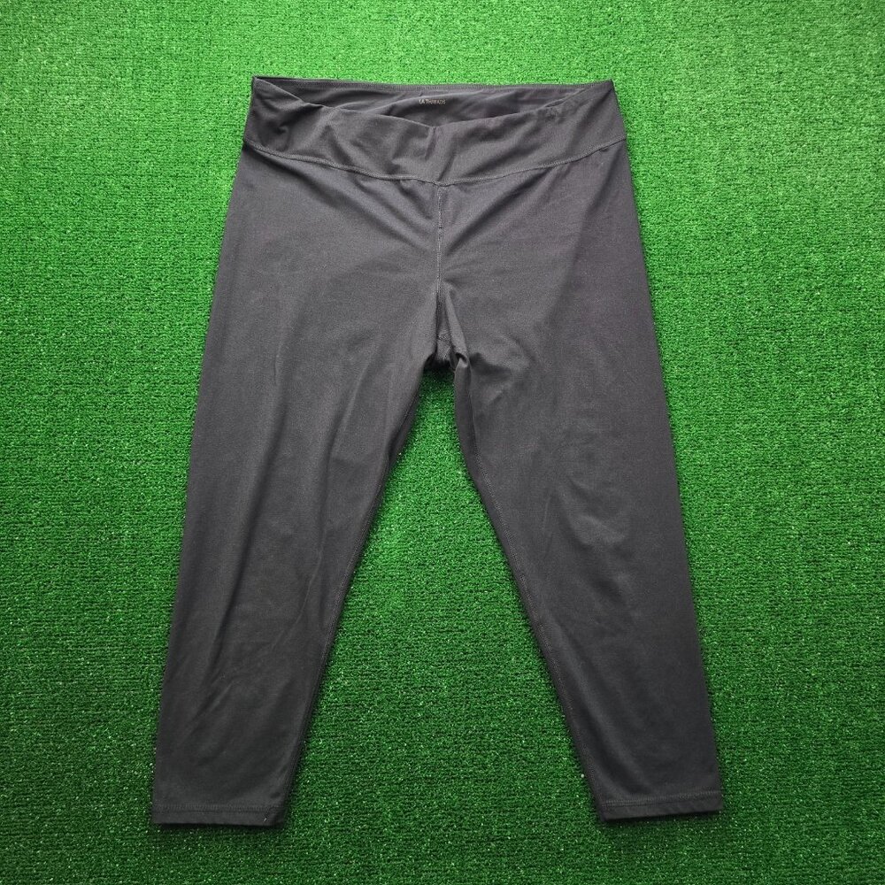 LA Threads‎ Pants Womens 2XL Black High Rise Leggings Capri Athletic Yoga Gym